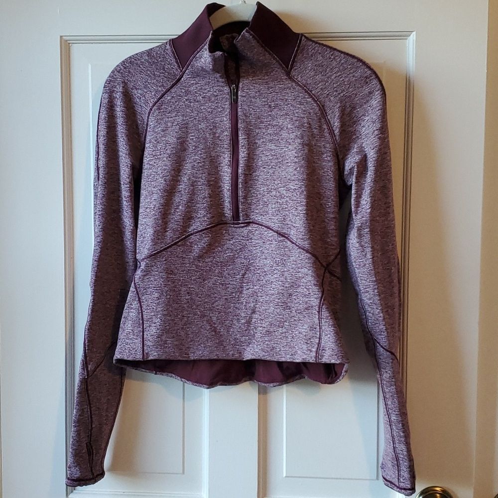 LULULEMON ALWAYS ALERT HALF ZIP IN HEATHERED GARNET SIZE 6 BURGUNDY RULU FLEECE